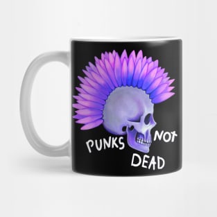 Punks not dead skull violet flower Mug